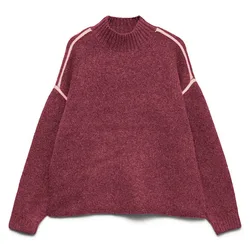 Maglione A Collo Alto Boom Windsor Wine / Detail Melange Birch Contrast S