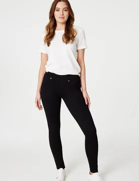 Women's High Waist Ankle Length Jeggings in Black Size: 12 - Black - Size: 12 - Izabel London - FashionsVida