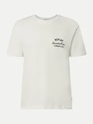 T-Shirt mit Label-Print Weiß L