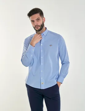 Camisa popelín de hombre corte regular estampado cuadros vichy color claro - Spagnolo - FashionsVida