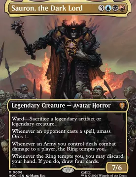 Sauron, the Dark Lord (Borderless Art) The Hobbit Commander - Magic: The Gathering - FashionsVida
