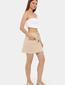 Womens Cotton Low-Rise Cargo Skirt - Natural - Size X-Small - Hiccup - FashionsVida
