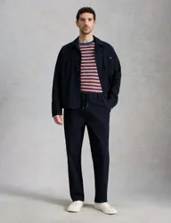 Straight Fit Pure Cotton Lightweight Trousers Navy male