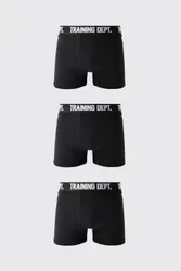 Mens Training Dept Cotton Boxers 3 Pack - Black - Size X-Small
