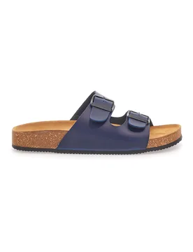 Ciabatte blu con doppia fibbia e sottopiede in pelle Made in Italy 335A038SR 44 - PITTARELLO TIERRA - FashionsVida