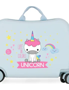 Maleta infantil Roll Road Little me Unicorn con 2 ruedas multidireccionales y capacidad de 34L - Movom - FashionsVida
