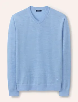 V-Pullover Merino Extrafein, , Farbe Blau, 52, reine, extrafeine Merinowolle temperaturausgleichend Herren - Walbusch - FashionsVida