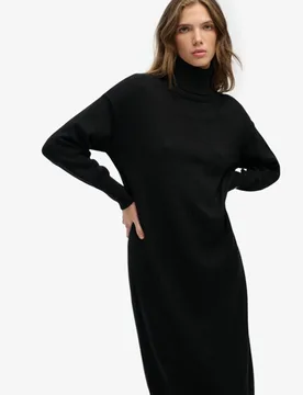 Superdry Damen Rollkragen-midi-strickkleid Black - Größe: 40 - 99.99 - FashionsVida