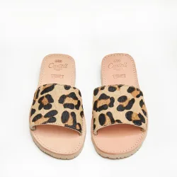 Sandalias de pala de mujer de piel estampada