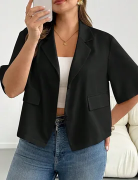 Blazer casual versátil de unicolor para uso diario para mujeres de talla grande 2XL - Shein - FashionsVida