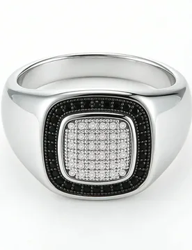 VANAXIN Iced Out Square Rings for Men Black Cubic Zirconia Jewelry Hip Hop Gift Fashion Accessories Silver Color - Aliexpress - FashionsVida