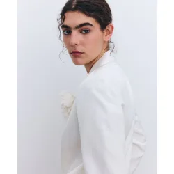 Blazer traje satinada flor de mujer