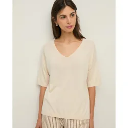 Jersey de mujer de manga corta y cuello pico