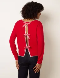 Back Bow Jumper - S/M / RED - female