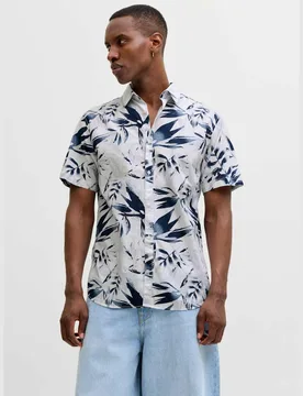 Regular Fit Pure Cotton Short Sleeve Hawaiian Shirt White Mix male - Jack & jones - FashionsVida