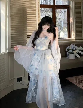 This is a dress with sense of atmosphere and style featuring blend printed straps irregular mesh - Aliexpress - FashionsVida