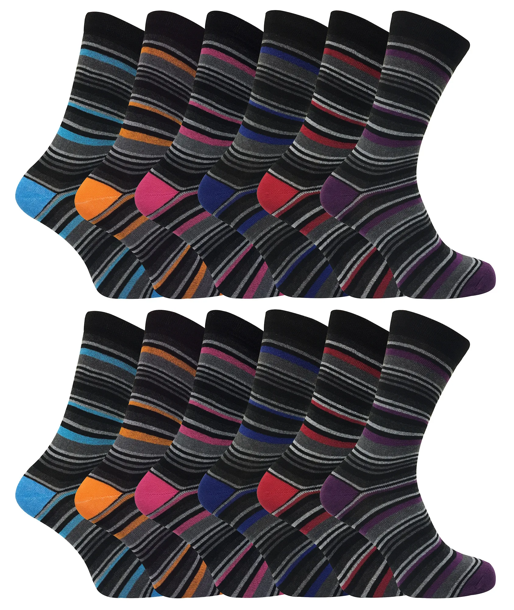 Pair Multipack Mens Cotton Striped Socks - Sock Snob - FashionsVida