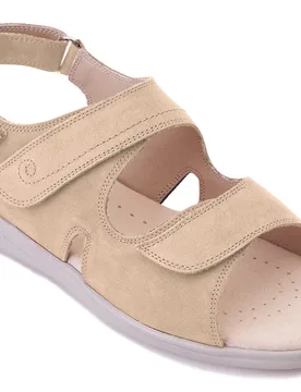 Bright Women's Extra Wide Sandals for Swollen Feet - Light Khaki - Size: 8 XXW - Cosyfeet - FashionsVida