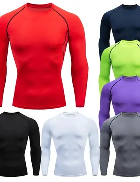 Men Compression Running T-shirt Fitness Tight Long Sleeve Sport Shirts Training Jogging Tops Gym Sportswear Dry Fit Rashgard - Aliexpress - FashionsVida