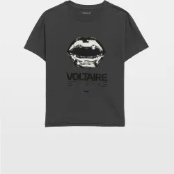 Zadig & Voltaire - Camiseta de mujer de manga corta con estampado y strass