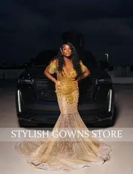 Elegant Gold Applique Fringed Prom Dress Sparkling Strapless Beaded Sheer Customized Occasion Dresses - Aliexpress - FashionsVida