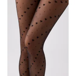 Panty 20 denier estampado puntos y corazones