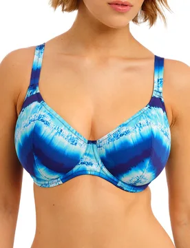 Womens Cadiz Coast Plunge Bikini Top - Blue Polyamide - Size 32gg - Freya - FashionsVida
