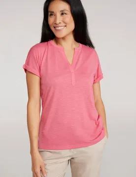 Women's 'Skye' Lightweight Breathable Short Sleeve Casual V-Neck Slub T-Shirt in Pink Size: 6 - Pink - Size: 6 - Mountain Warehouse - FashionsVida