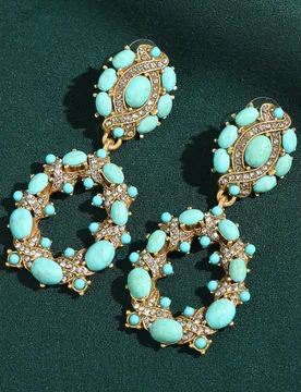 Retro Natural Turquoise Stone Drop Earring Vintage Angle Eye Designer Jewelry Antique Gold Plated Engagement Art Deco 2026 Trend - Aliexpress - FashionsVida