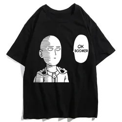 CLOOCL Anime One Punch Man Saitama Ok Genos Cotton Tshirt Funny Cartoon Graphic Print Men Shirts Harajuku Casual Tshirt Top Tees