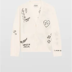 Zadig & Voltaire - Cárdigan de cuello en v de mujer 100% cachemira de manga larga
