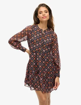 Superdry Damen Langärmeliges, Gestuftes Minikleid Pink - Größe: 36 - 89.99 - FashionsVida