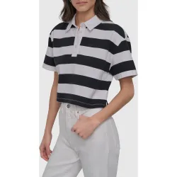 Camiseta tipo polo manga corta con rayas