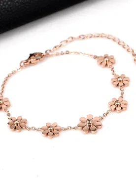 YUN RUO Fashion Brand Rose Gold Color Daisy Flower Bracelet Charms 316L Stainless Steel Jewelry Woman Chain Link Prevent Fade - Aliexpress - FashionsVida