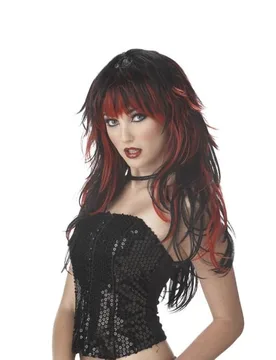 Gothic Perücke schwarz-rot - KARNEVAL-MEGASTORE - FashionsVida