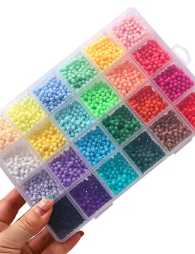 Grid glass rice bead box 4mm solid colored acrylic beads Charm DIY Jewelry Creation Materials Handmade needlework beads - Aliexpress - FashionsVida