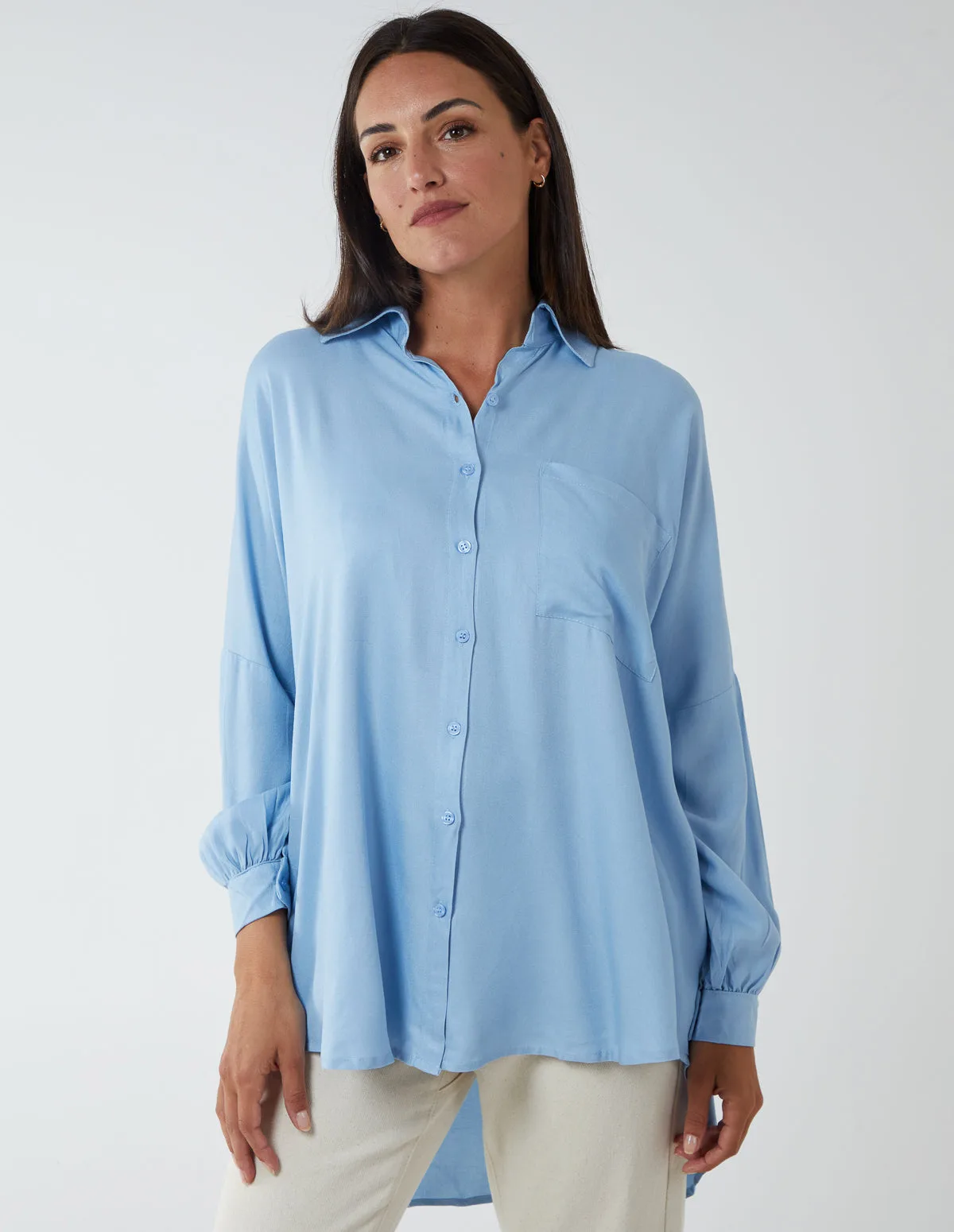 Oversized Shirt - S/M / BLUE - female - Blue Vanilla - FashionsVida