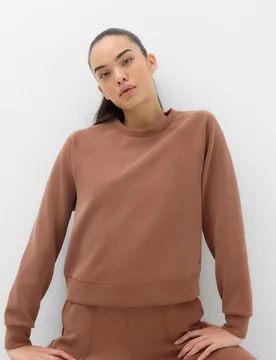 Modal Blend Sandwash Cropped Sweatshirt Mocha female - Goodmove - FashionsVida