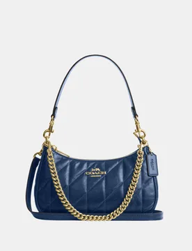 Womens Teri Shoulder Bag With Quilting - Dark Blue Leather - One Size - Coach - FashionsVida