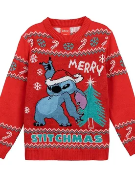 Pull De Noël Stitch Disney Blue / Red One Size unisex - Cerda Stitch - FashionsVida