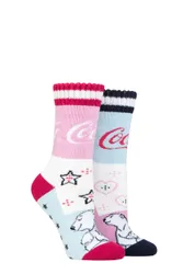 Women's 2 Pair Love Polar Bear Slipper Socks Multi 4-8 - Multi Coloured - Size: Small