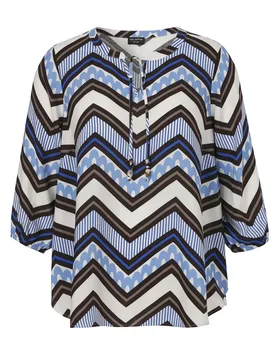 Bluse V-Ausschnitt 3/4 Arm Druck female - 46 - FashionsVida