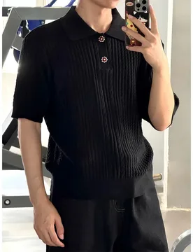 Twist Black Polo Shirt 2026 Men's Summer Breathable Lapel Short-sleeved T-shirt Old Money Knitted Sweater - Aliexpress - FashionsVida