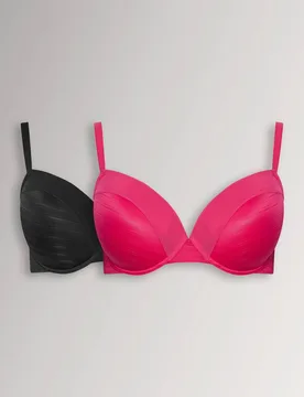 Women's 2 Pack Burnout T-Shirt Bras in Pink Size: 42C - Pink - Size: 42C - Yours - FashionsVida