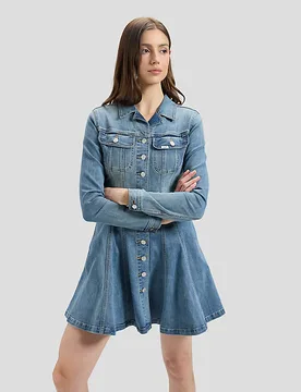 Long Sve Fitted Dress Dark Shade Größe XL female - Lee - FashionsVida