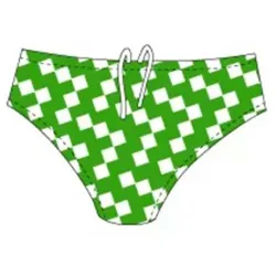 New Squares Swimming Brief Green / White S Men