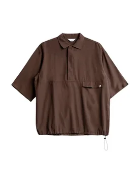 Ohio overshirt camicia maniche corte con fondo regolabile - Moro - WOODEN - FashionsVida
