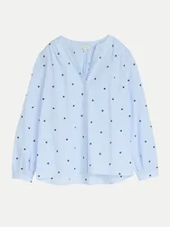 Bluse mit Herz-Stickerei Blau 40