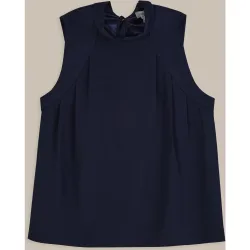 Top de mujer con cuello perkins y lazada en la espalda