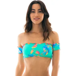 Top de bikini bandeau estampado